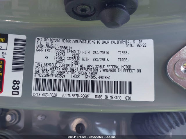 3TMCZ5AN4NM483524 Toyota Tacoma Sr5 V6