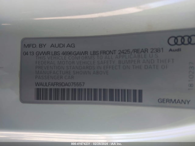 2013 AUDI A5 WAULFAFR9DA075557 Photo 8