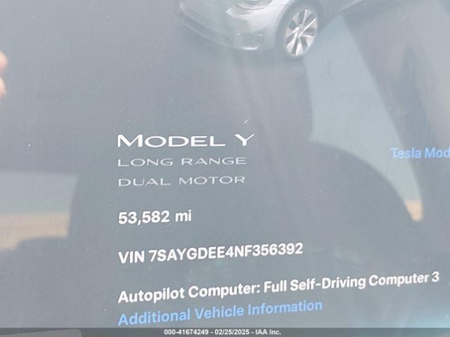 7SAYGDEE4NF356392 Tesla Model Y Long Range Dual Motor All-wheel Drive
