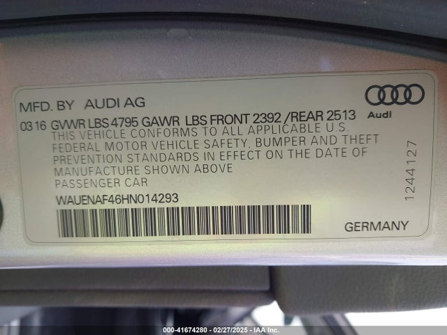 2017 AUDI A4 WAUENAF46HN014293 Photo 8