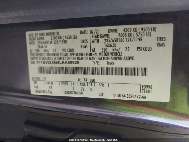 1FTBW2XG4LKA88825 Ford Transit-350