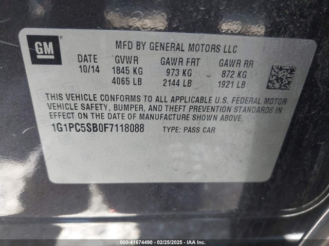 Chevrolet Cruze 1lt Auto 2015 1G1PC5SB0F7118088 Image 9