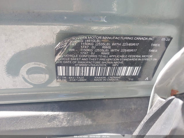 2T3RWRFV0LW082793 Toyota Rav4 Hybrid Xle