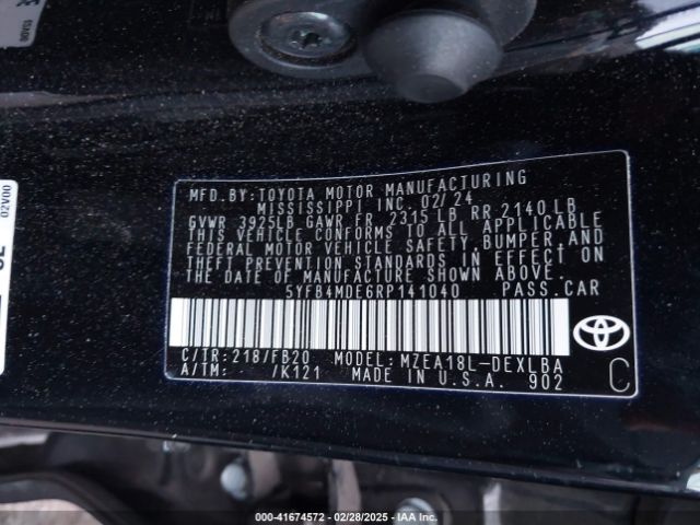 5YFB4MDE6RP141040 Toyota COROLLA LE