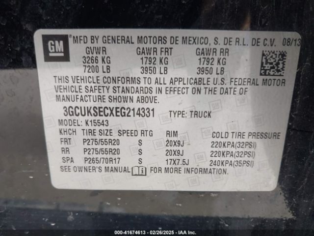 3GCUKSECXEG214331 Chevrolet Silverado 1500 1lz