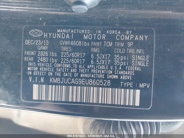KM8JUCAG9EU860528 Hyundai TUCSON SE