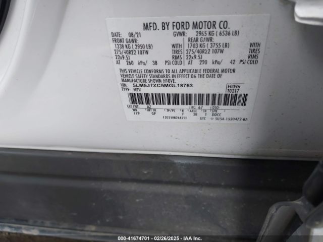 5LM5J7XC5MGL18763 Lincoln Aviator Reserve