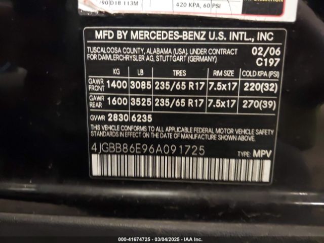2006 MERCEDES-BENZ ML 350 4JGBB86E96A091725 Photo 8