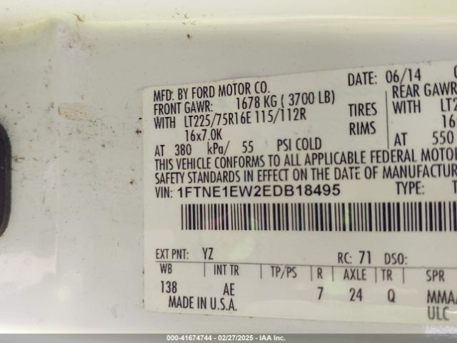 1FTNE1EW2EDB18495 Ford E-150 Commercial