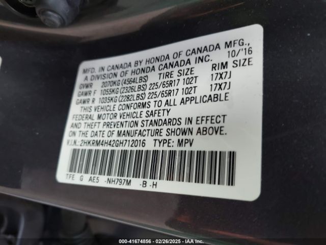 2HKRM4H42GH712016 Honda CR-V SE