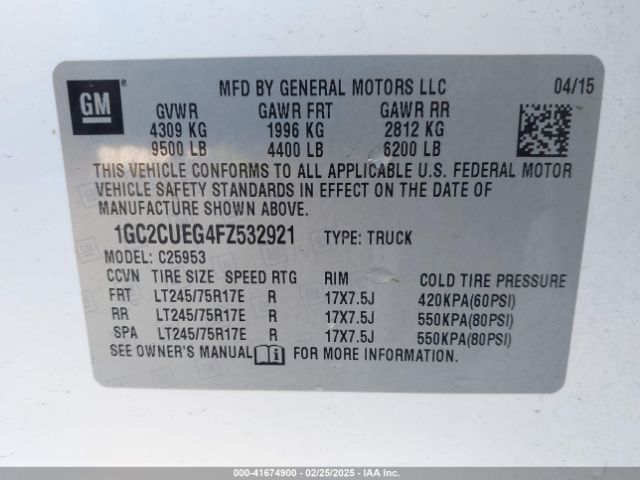 1GC2CUEG4FZ532921 Chevrolet Silverado 2500hd Wt