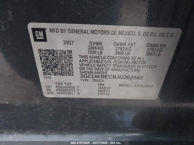 3GCUKREC6JG202583 Chevrolet Silverado 1500 2lt