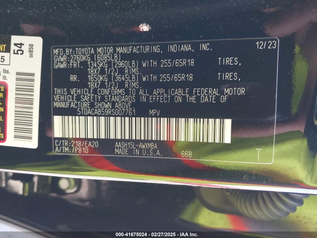 5TDACAB59RS007761 Toyota Grand Highlander Hybrid Xle