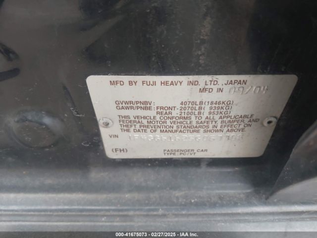 2005 SAAB 9-2X JF4GG61625G057758 Photo 8