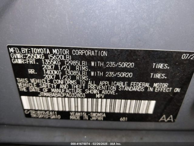 JTMABABA0PA032803 Subaru Solterra Limited