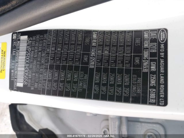 SALVP2RXXJH305658 Land Rover Range Rover Evoque Se/se Premium