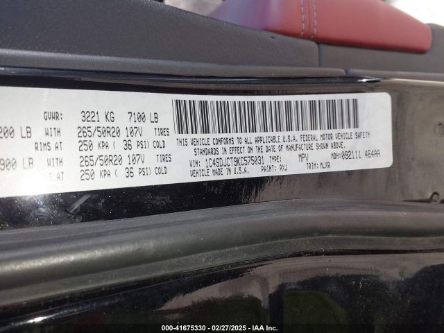 2019 DODGE DURANGO 1C4SDJCT9KC575031 Photo 8