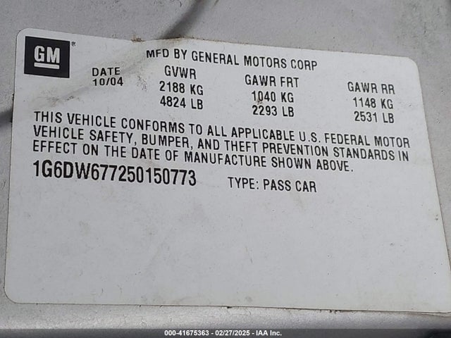 2005 CADILLAC STS 1G6DW677250150773 Photo 8