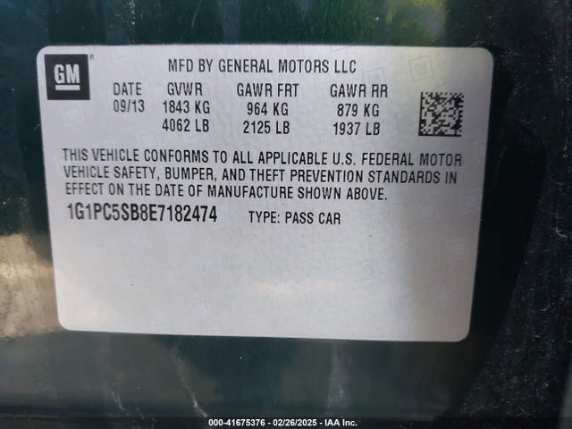 Chevrolet Cruze 1lt Auto 2014 1G1PC5SB8E7182474 Image 9