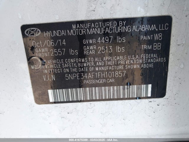 5NPE34AF1FH101857 Hyundai Sonata Sport