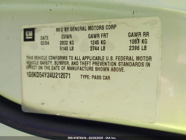 2004 CADILLAC DEVILLE 1G6KD54Y24U212071 Photo 8