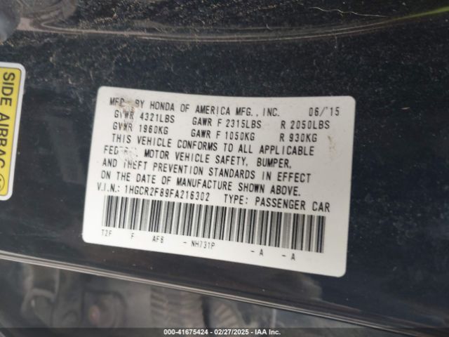 1HGCR2F89FA216302 Honda Accord Ex-l