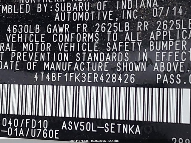 Toyota CAMRY LE 2014 4T4BF1FK3ER428426 Image 9