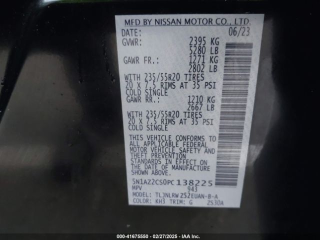 5N1AZ2CS0PC138225 Nissan Murano Sl Intelligent Awd