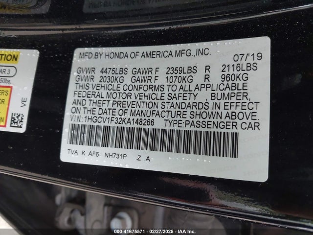1HGCV1F32KA148266 Honda Accord Sport