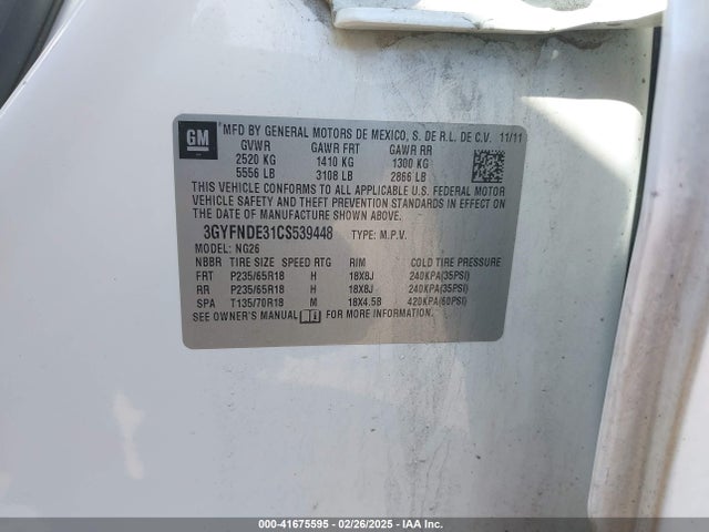 2012 CADILLAC SRX 3GYFNDE31CS539448 Photo 8