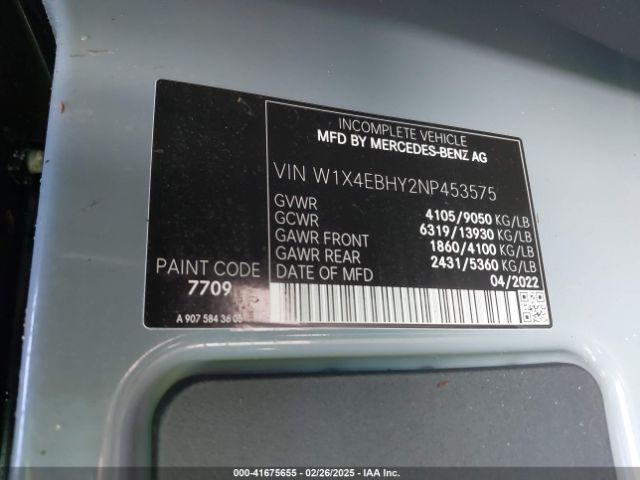 W1X4EBHY2NP453575 Mercedes-Benz Sprinter 2500 Standard Roof V6