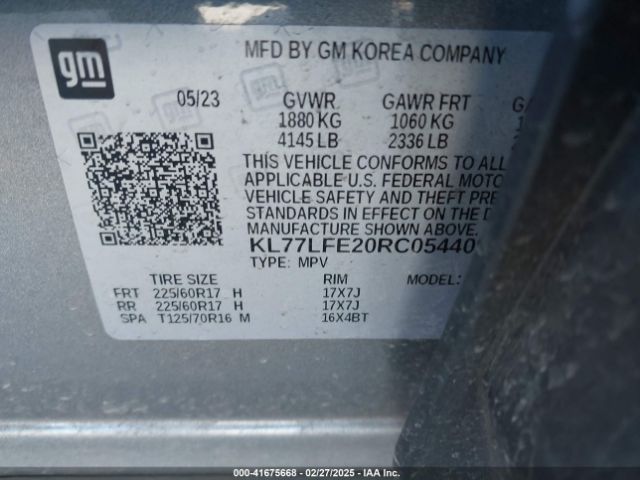 KL77LFE20RC054409 Chevrolet Trax Fwd Sp