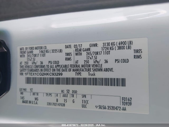 Ford F-150 Xl 2017 1FTEX1CG2HKC93299 Image 9