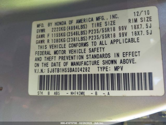 2011 ACURA RDX 5J8TB1H55BA004282 Photo 8