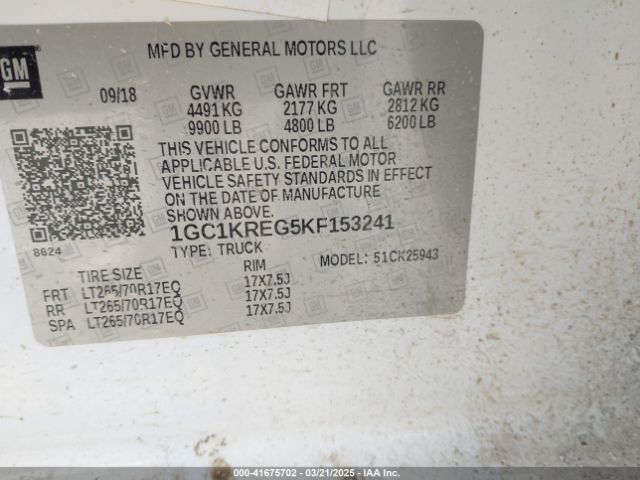 1GC1KREG5KF153241 Chevrolet Silverado 2500hd Wt