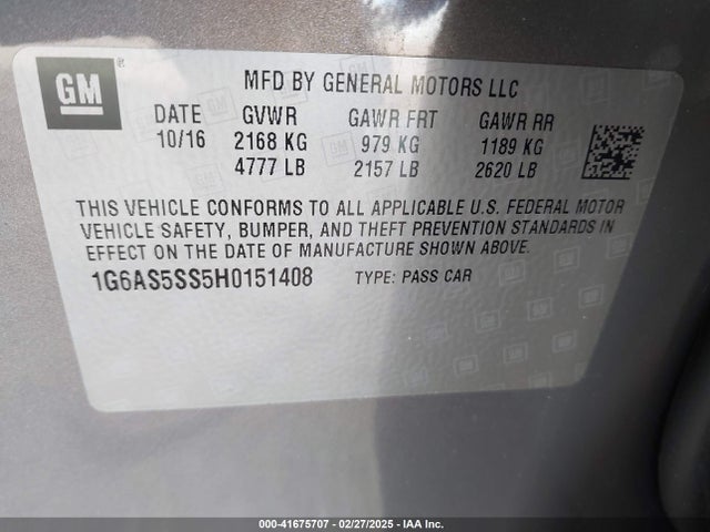2017 CADILLAC CTS 1G6AS5SS5H0151408 Photo 8