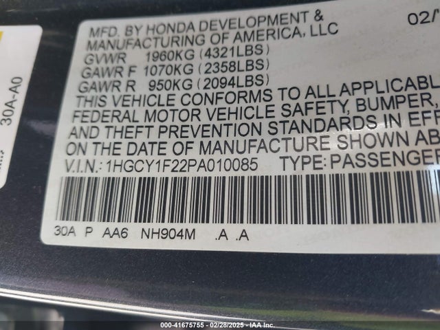 1HGCY1F22PA010085 Honda ACCORD LX