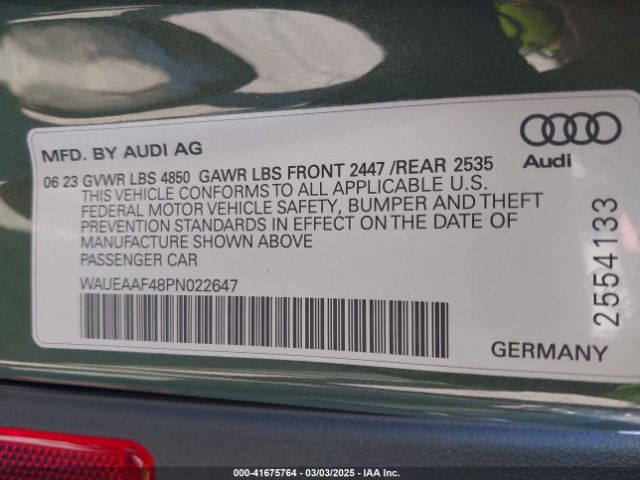 WAUEAAF48PN022647 Audi A4 Premium Plus 45 Tfsi S Line Quattro S Tronic