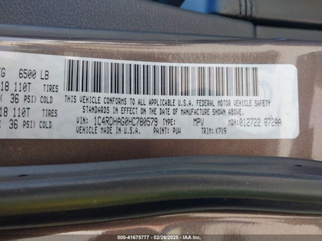 1C4RDHAG0HC780579 Dodge Durango Sxt Rwd
