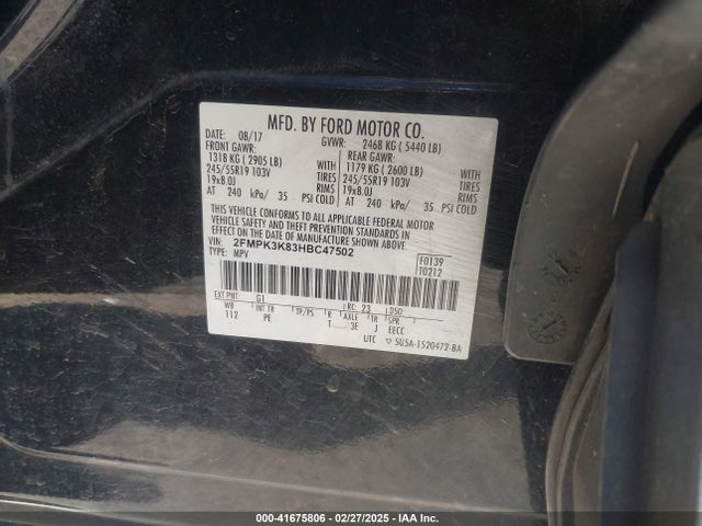 2FMPK3K83HBC47502 Ford Edge Titanium