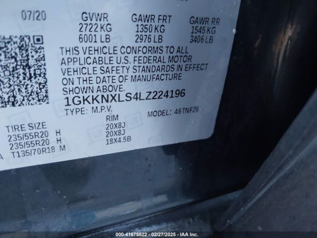 1GKKNXLS4LZ224196 GMC Acadia Awd Denali