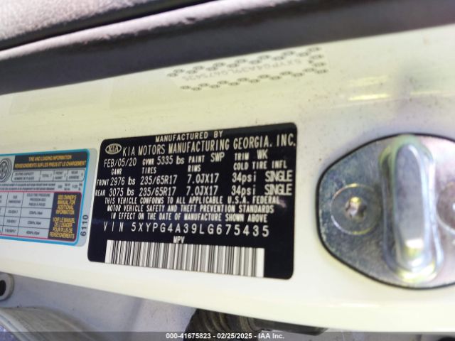 5XYPG4A39LG675435 KIA Sorento 2.4l L
