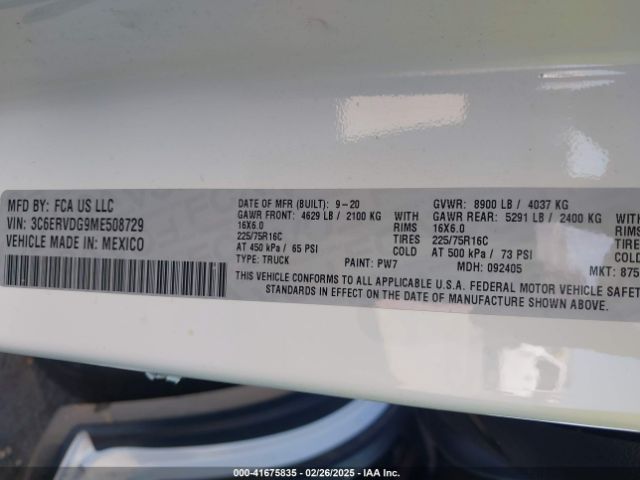 3C6ERVDG9ME508729 RAM Promaster 2500 High Roof 159 Wb