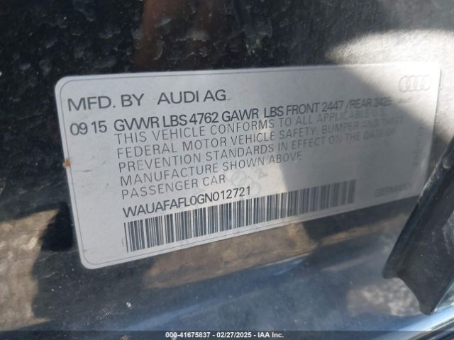 WAUAFAFL0GN012721 Audi A4 2.0t Premium