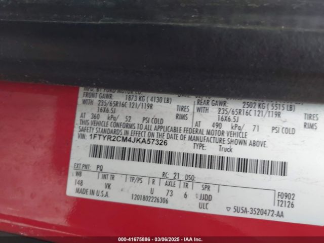1FTYR2CM4JKA57326 Ford Transit-250