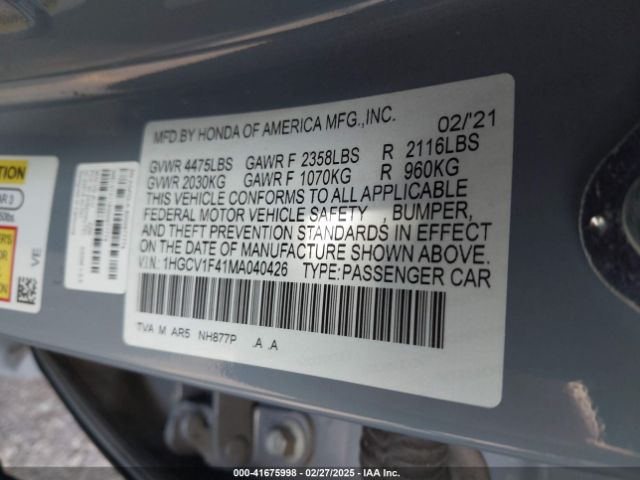 1HGCV1F41MA040426 Honda Accord Sport Special Edition