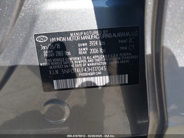 Hyundai ELANTRA SE 2018 5NPD74LF4JH317045 Image 9