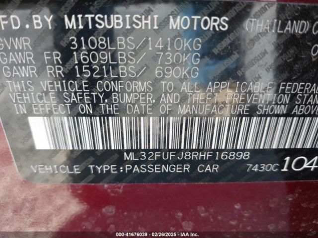 2024 MITSUBISHI MIRAGE G4 ML32FUFJ8RHF16898 Photo 8