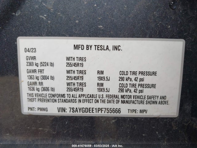 2023 TESLA MODEL Y 7SAYGDEE1PF755666 Photo 8