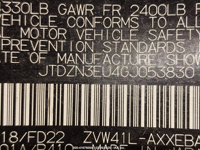 JTDZN3EU4GJ053830 Toyota Prius V Two